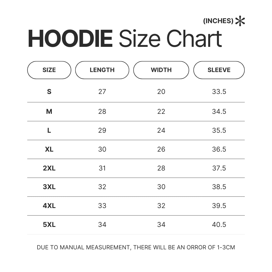Hoodie Size Chart - Gurren Lagann Store