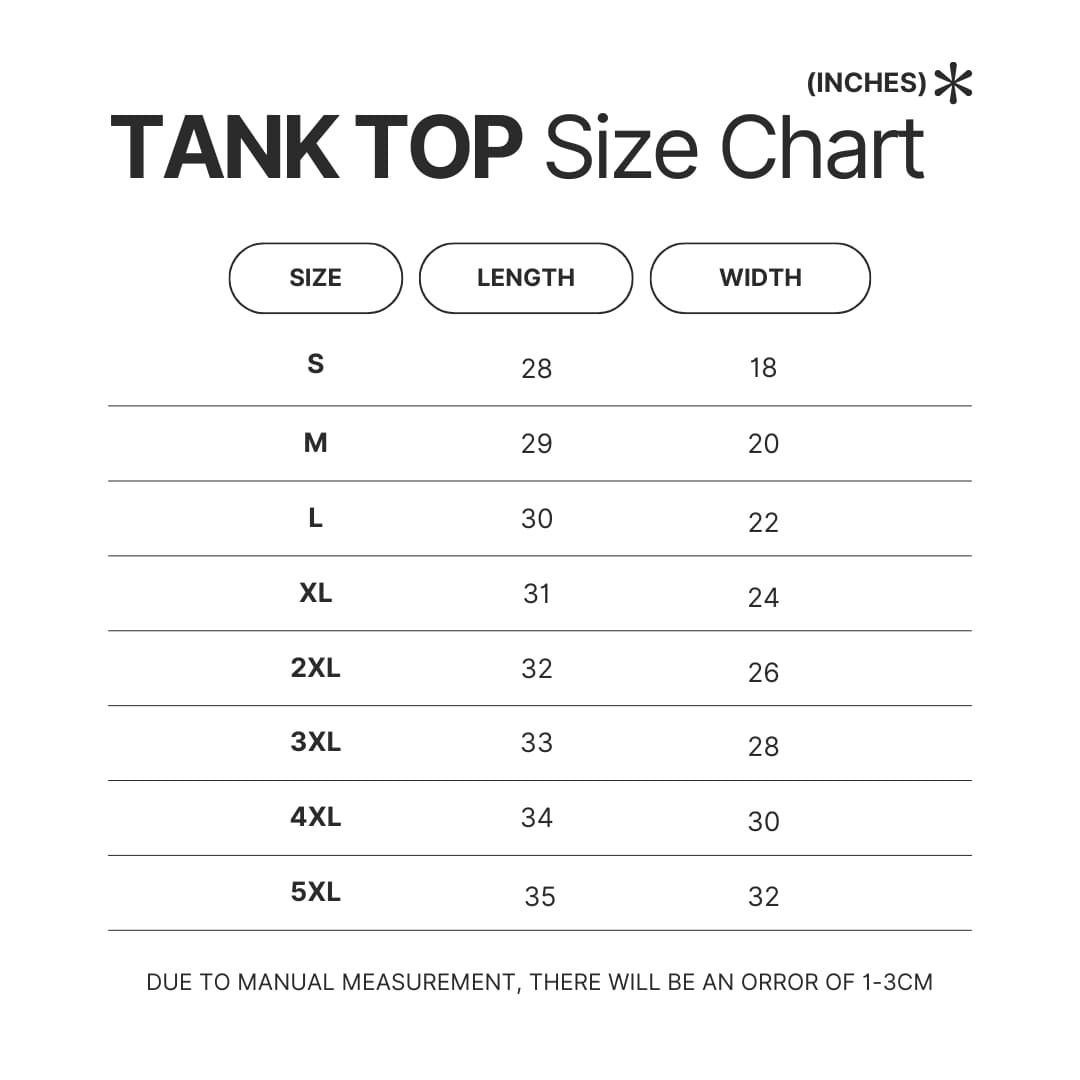 Tank Top Size Chart - Gurren Lagann Store